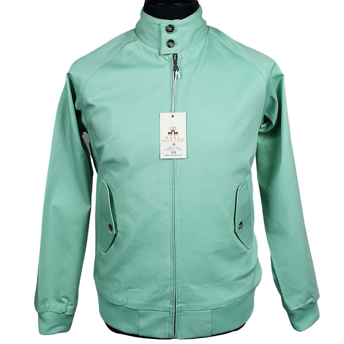 Real Hoxton Raglan Sleeve Harrington Jacket Mint Green Adaptor Clothing